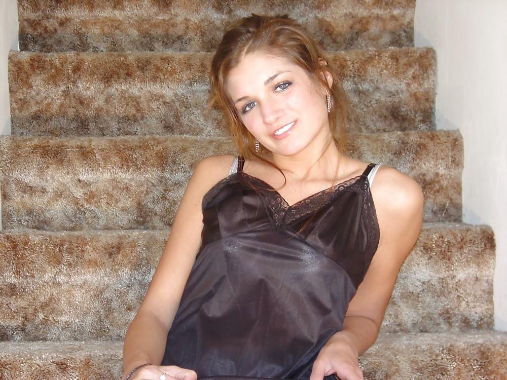 25P Teen In Black Satin Slip