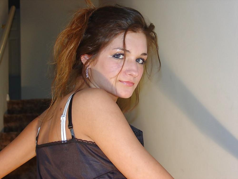 25P Teen In Black Satin Slip