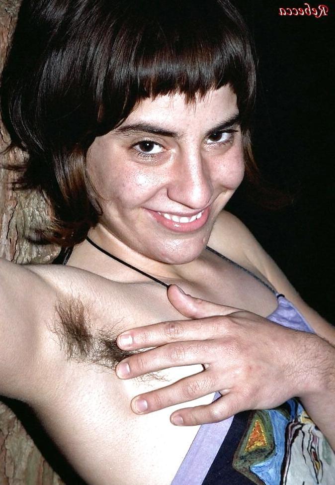 21P Rebecca, black hair, small tits and hairy armpits