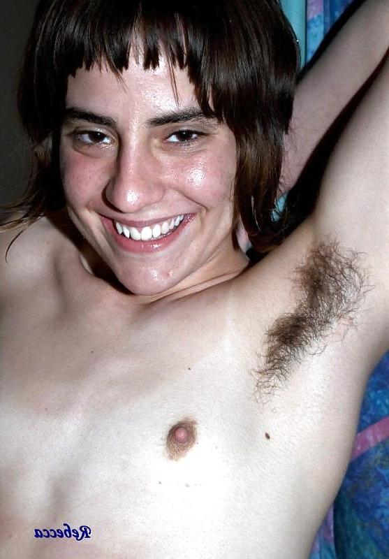 21P Rebecca, black hair, small tits and hairy armpits