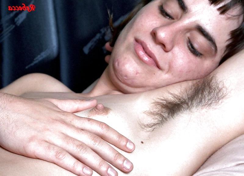 21P Rebecca, black hair, small tits and hairy armpits