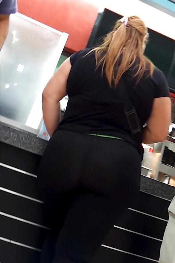 8P SLOPPY FAT BBW Latin Milf vpl LEGGINGS voyeur candid