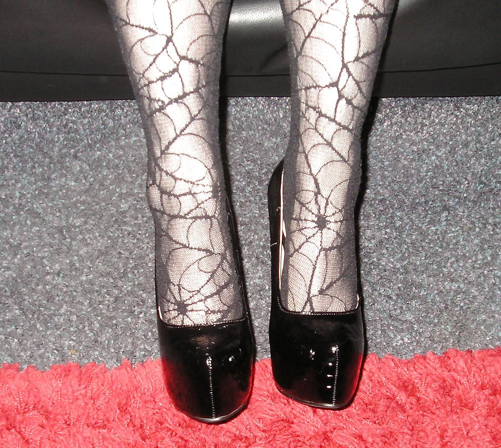15P My girlfriend wearing black lace  tights pantyhose