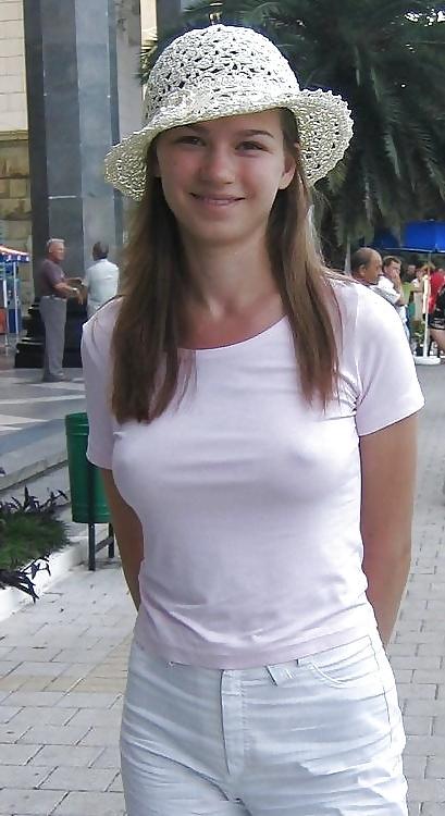 25P Erected nipples through blouse (3)