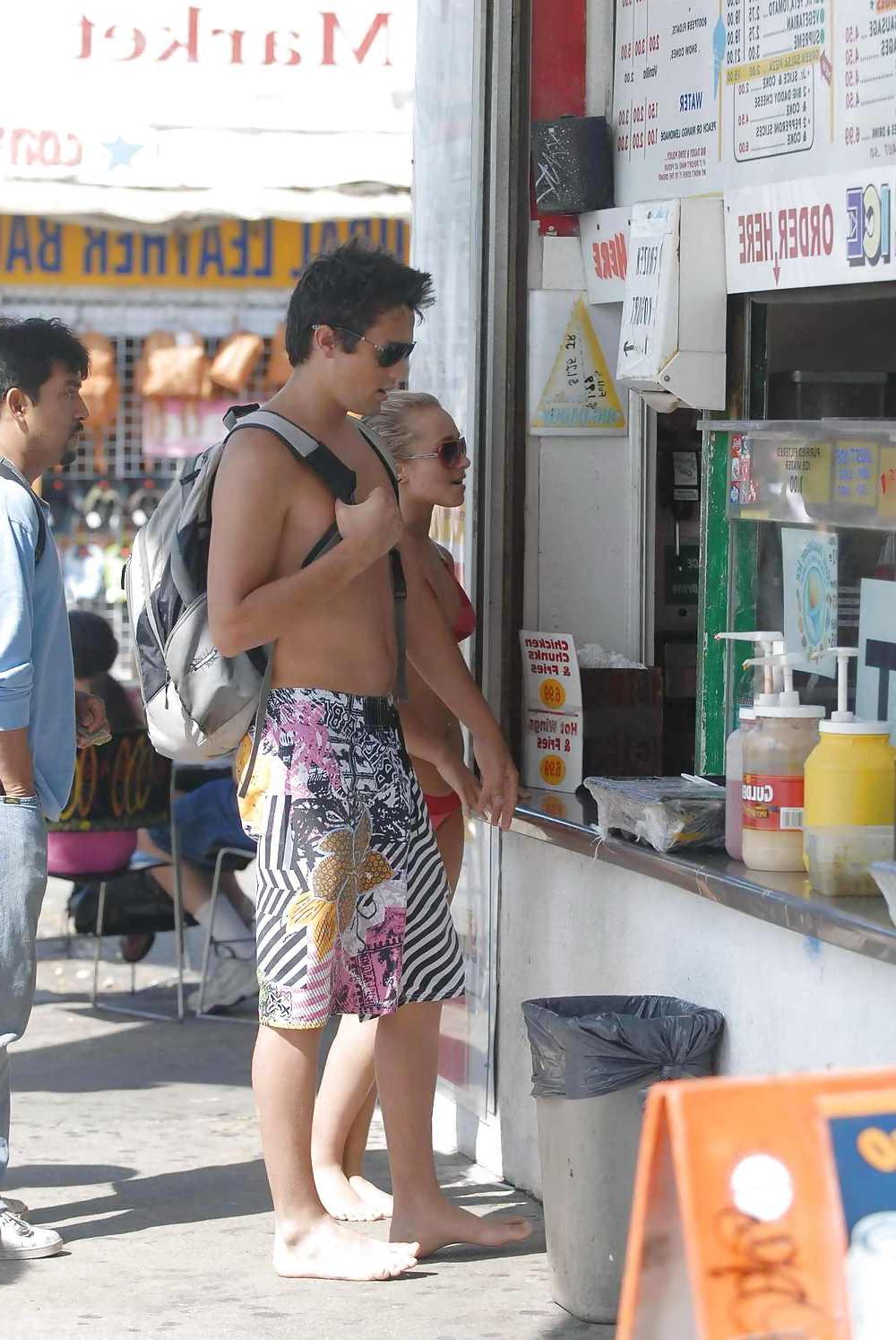 25P Hayden Panettiere in a Very Tight Red Stripped Bikini