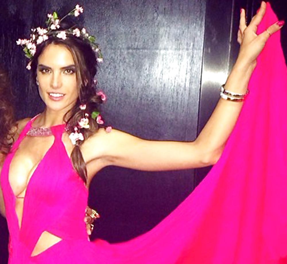 25P Alessandra Ambrosio - Pink Dress Cleavage
