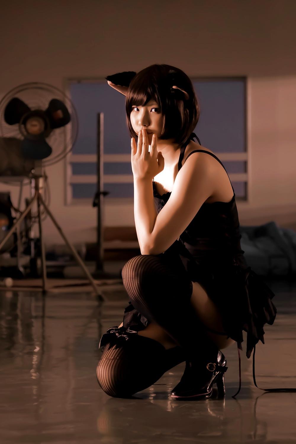 24P Asian Cosplay in black 1