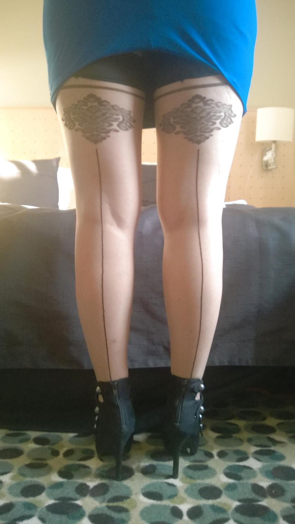 25P Sexy stockings at hotel and in public