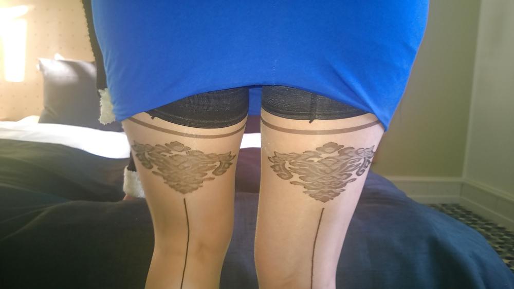 25P Sexy stockings at hotel and in public