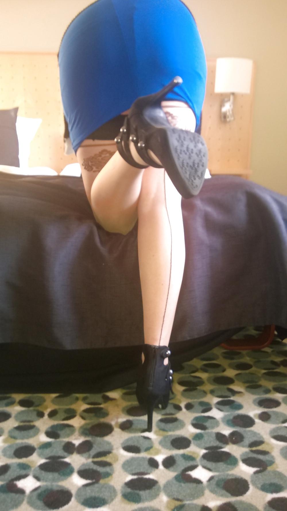 25P Sexy stockings at hotel and in public