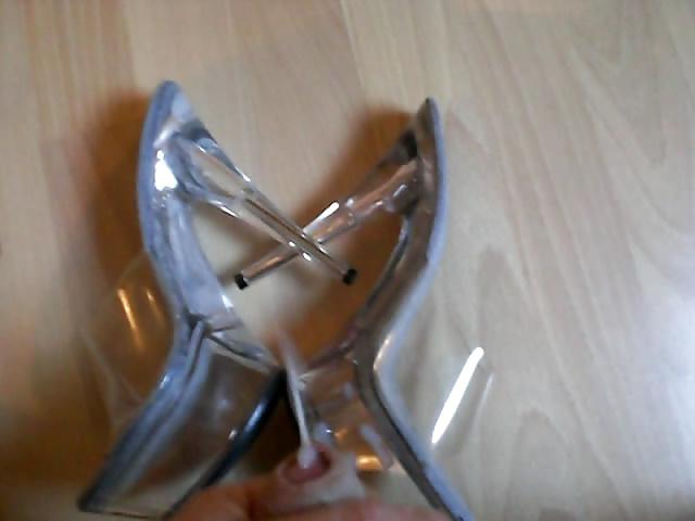 22P Cumshot on her clear Heels