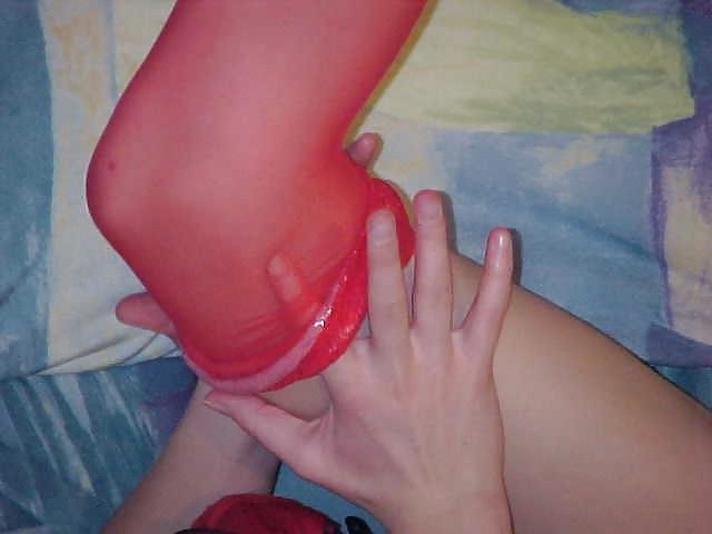 25P Petite russian teen Leila in red stockings