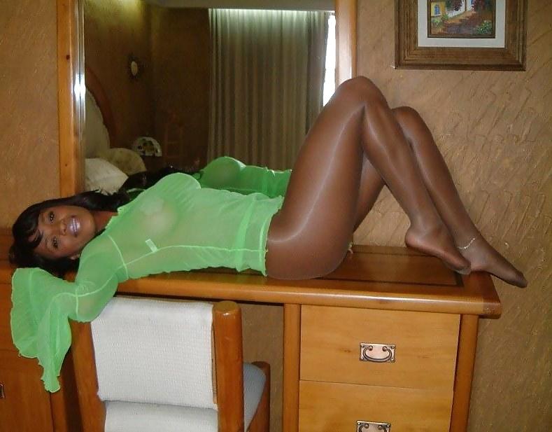 25P My Black Girl in Shiny Pantyhose