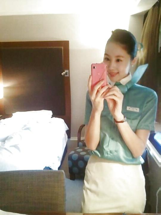 25P Korean air hostess in public