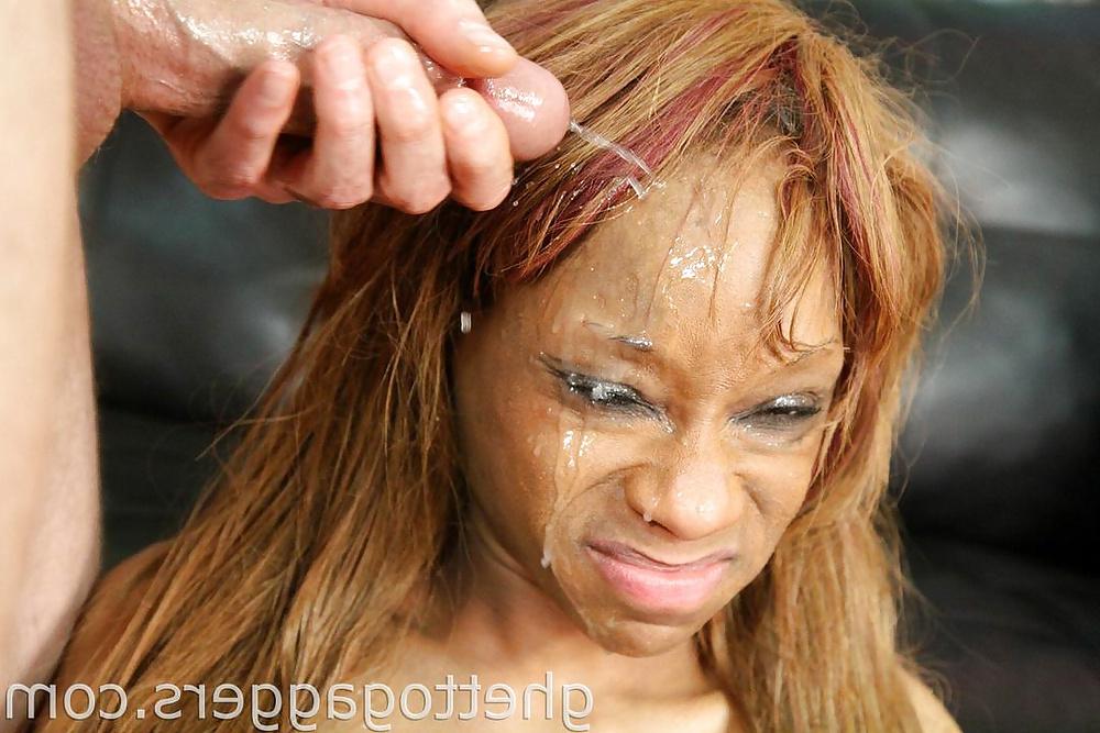 25P Ghetto Black Face Cum Sprayed