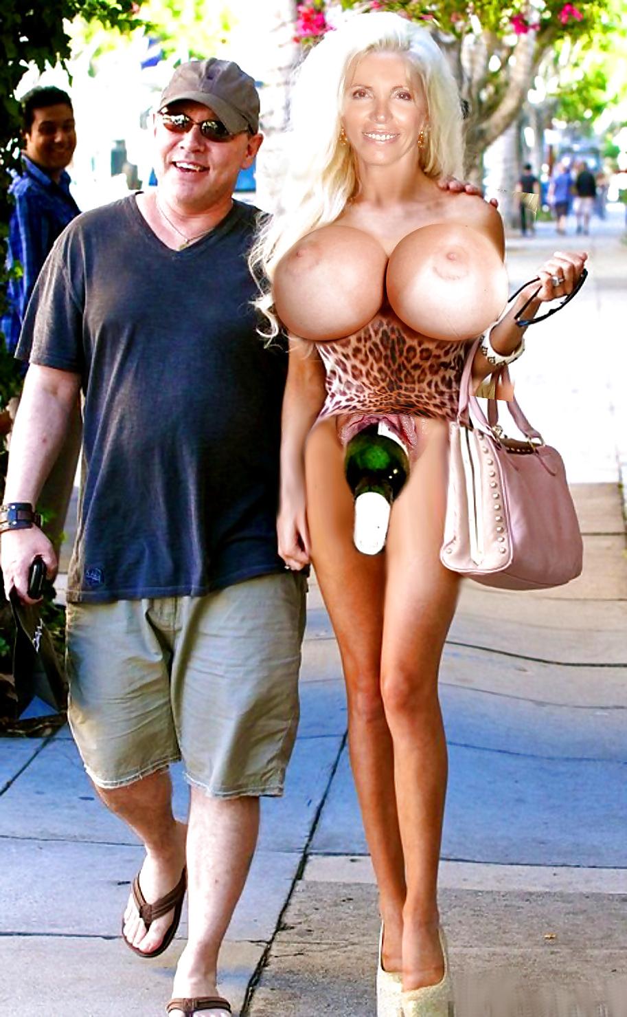 20P Standing naked on high heels in public 8