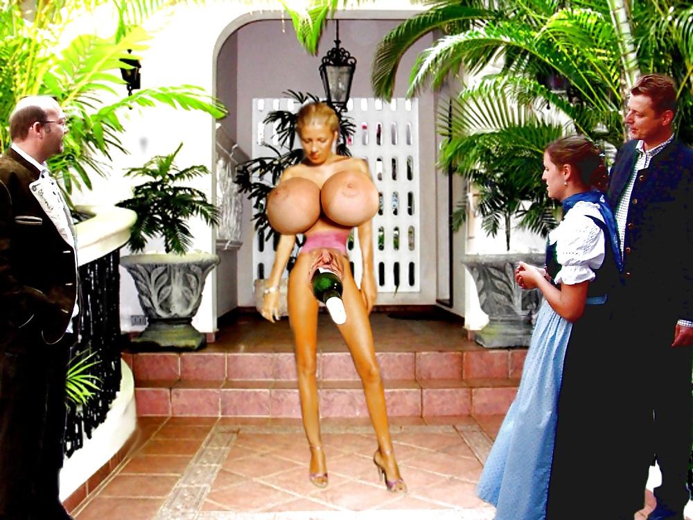 25P Standing naked on high heels in public 3