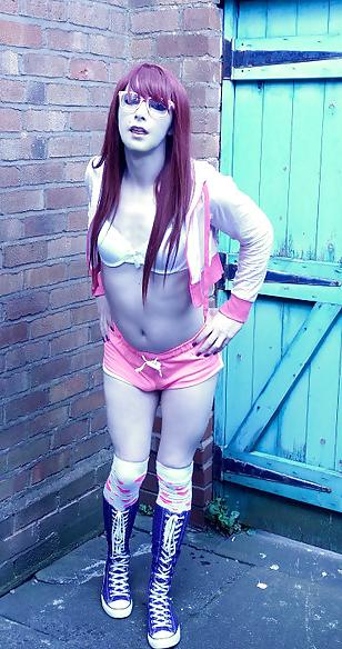 19P Tranny Supersatin Pink Hoodie and Purple Converse part 1