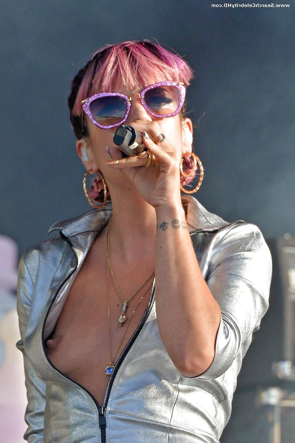 24P Lily Allen Nipple Slip Onstage At V Festival In London