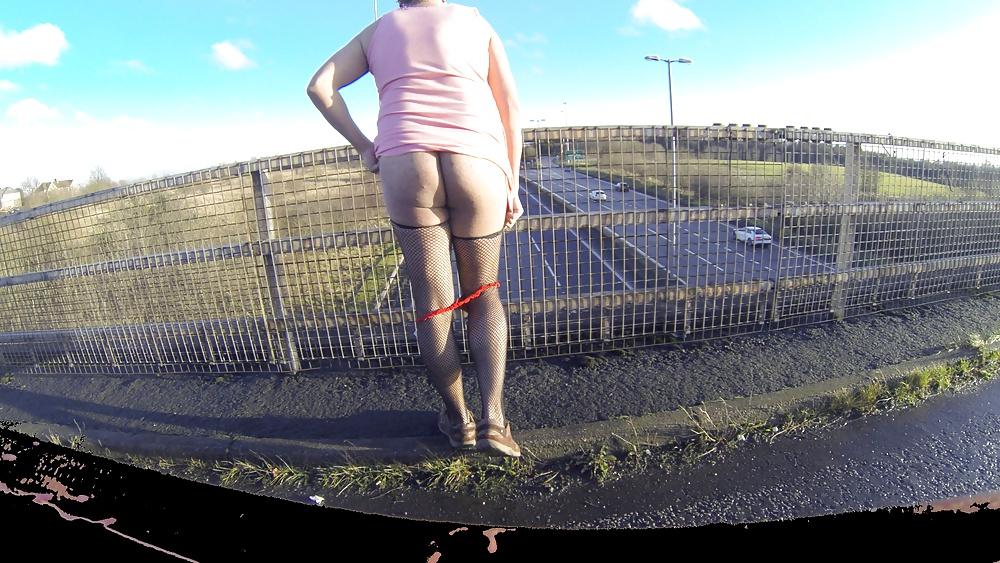 9P Public Outdoor Tranny Bridge Crossdress Exhibitionism 1