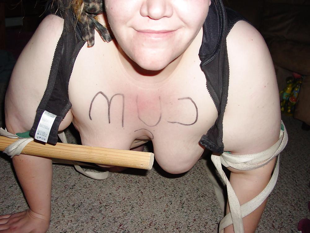 25P Bbw Bondage Slave with Body Writing