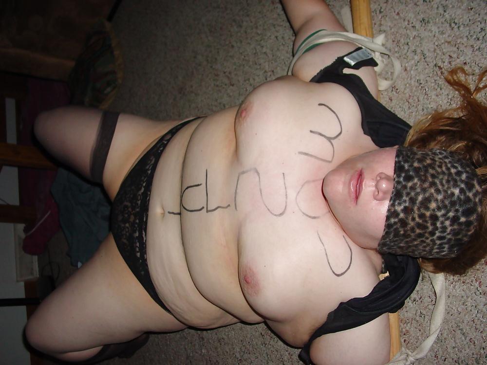 25P Bbw Bondage Slave with Body Writing