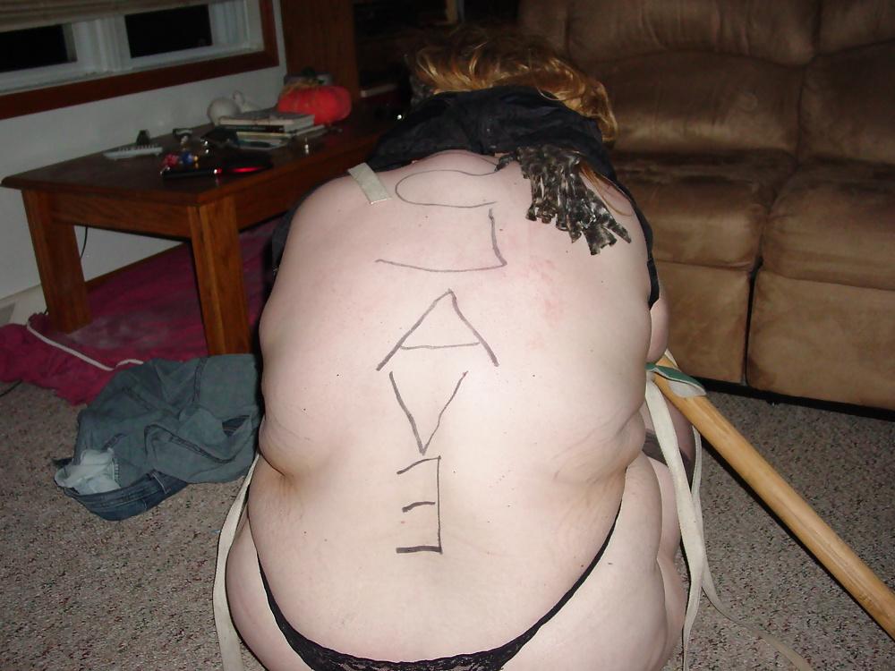 25P Bbw Bondage Slave with Body Writing