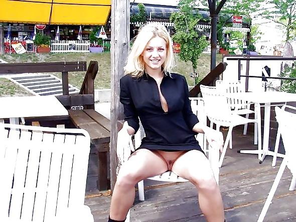25P Up skirt shaved pussy no panties in public