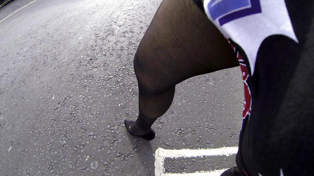 13P Tranny upskirt flash in public with anal flower