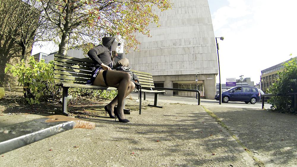13P Tranny upskirt flash in public with anal flower