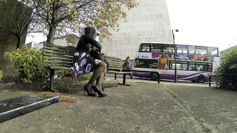 13P Tranny upskirt flash in public with anal flower