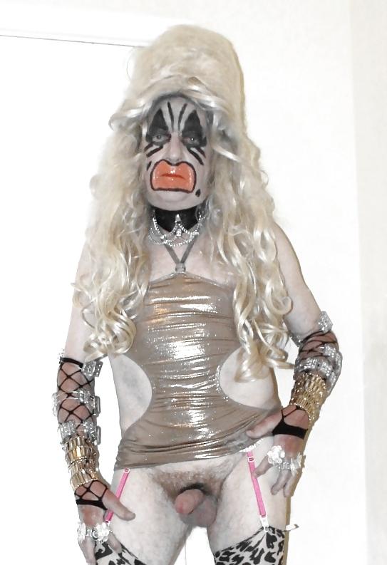 10P Gold dress tranny slut