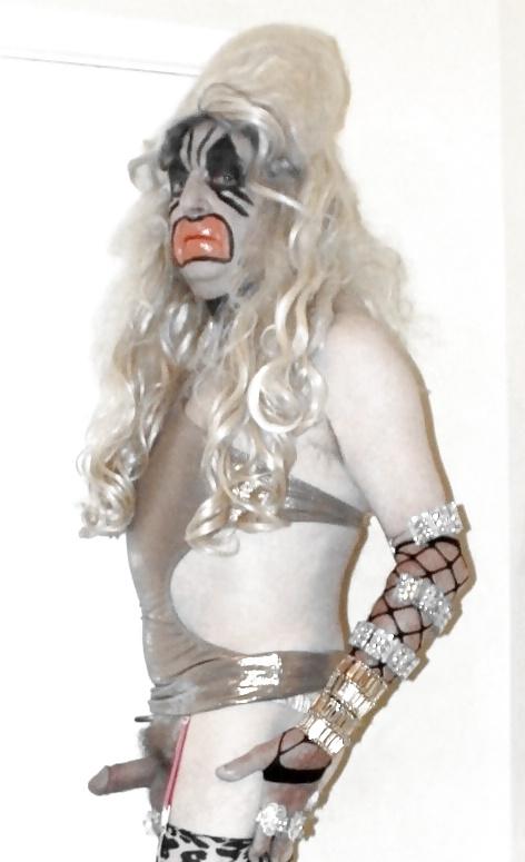 10P Gold dress tranny slut