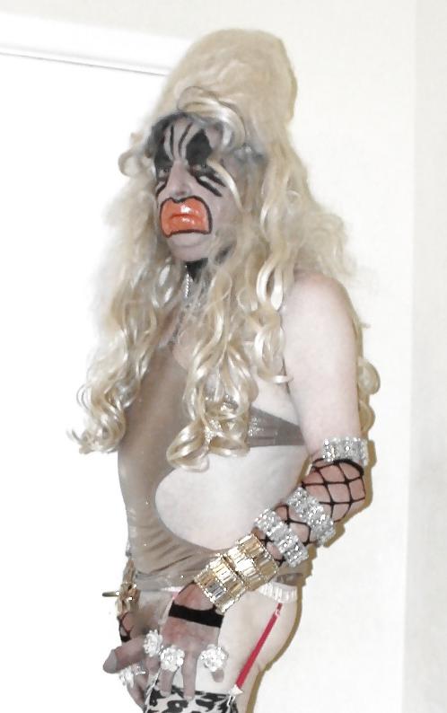 10P Gold dress tranny slut
