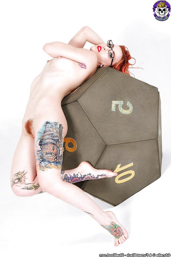 14P Nerdy Tattooed Redhead Gamer Girl