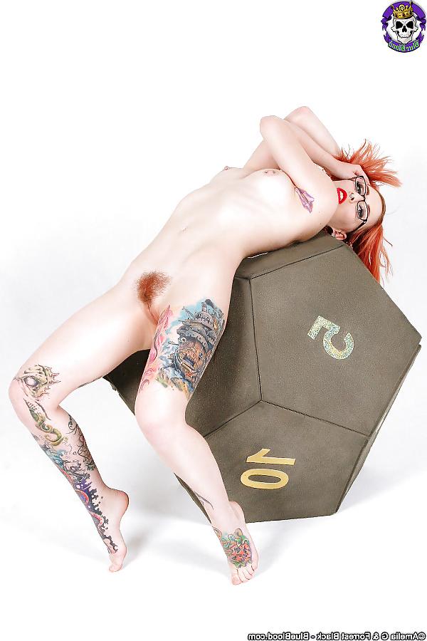 14P Nerdy Tattooed Redhead Gamer Girl
