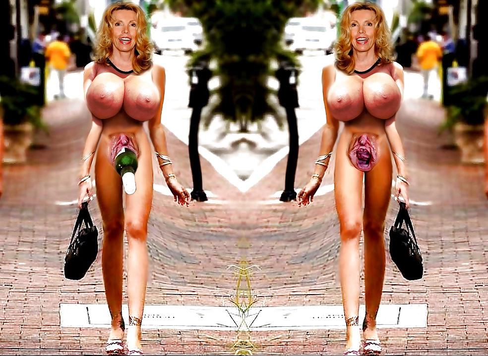 20P Standing naked on high heels in public 5