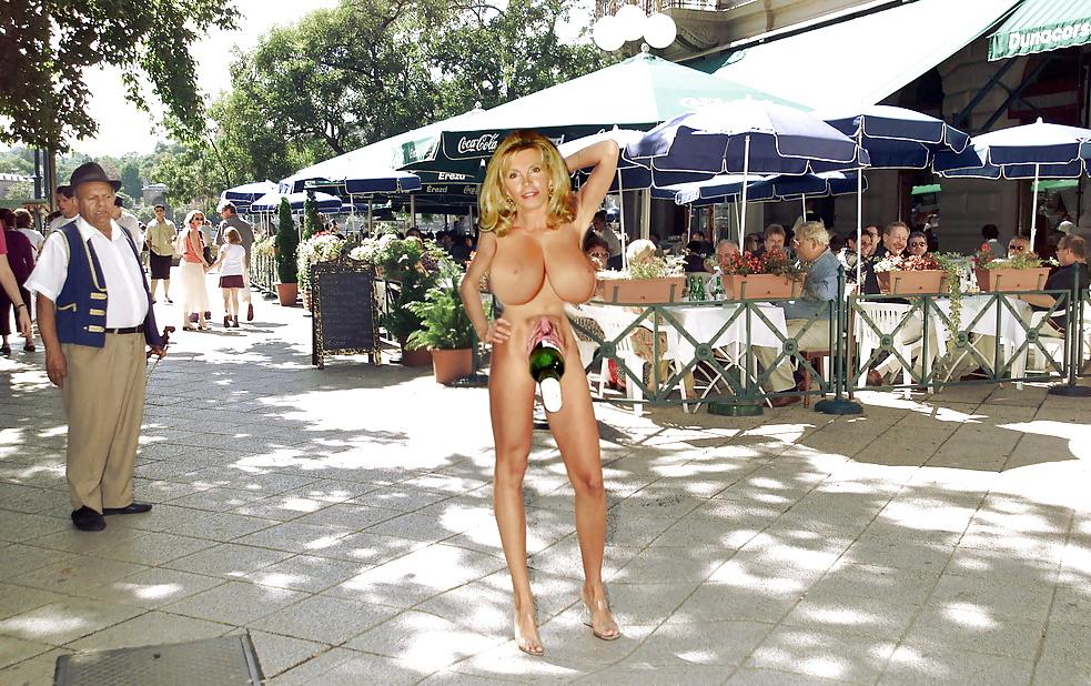 20P Standing naked on high heels in public 7