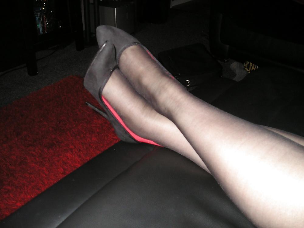 13P Even more of Tasha's black red seamed tights pantyhose