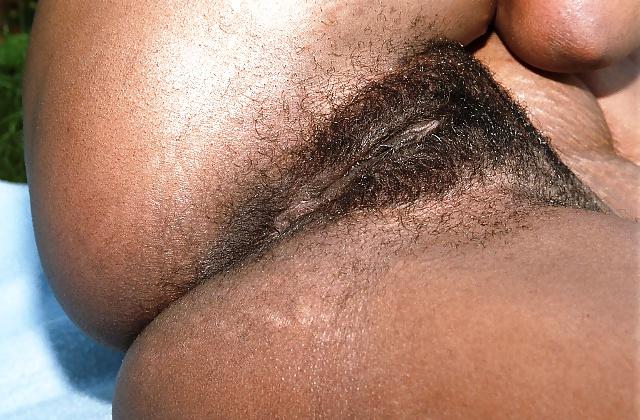 7P Jerk off and cum on coworker's hairy black pussy outdoors