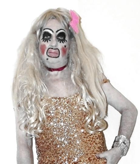 10P Blonde in gold sparkle dress