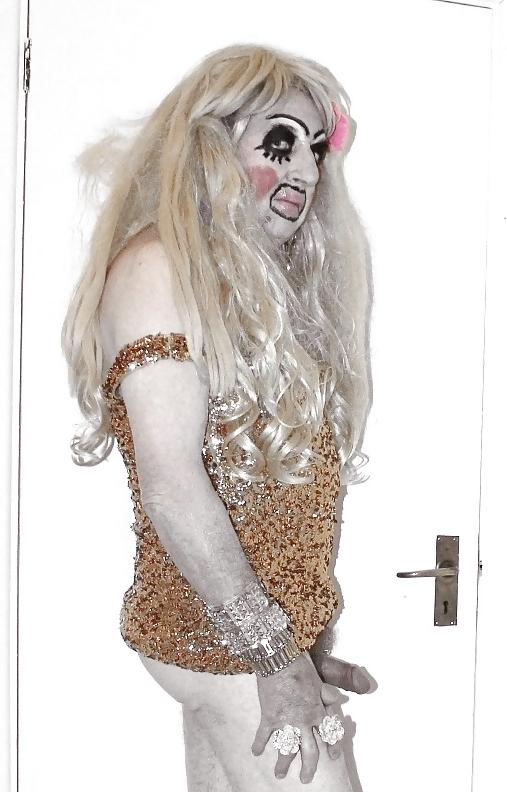 10P Blonde in gold sparkle dress