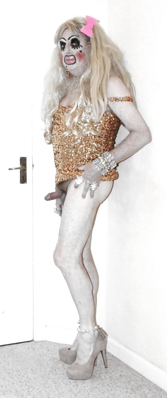 10P Blonde in gold sparkle dress