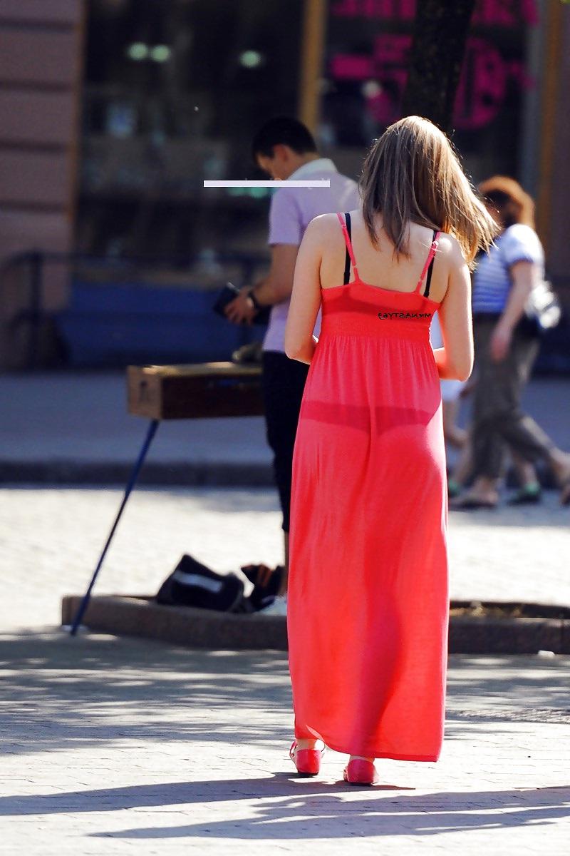 25P Candid Wives In See Thru In Public