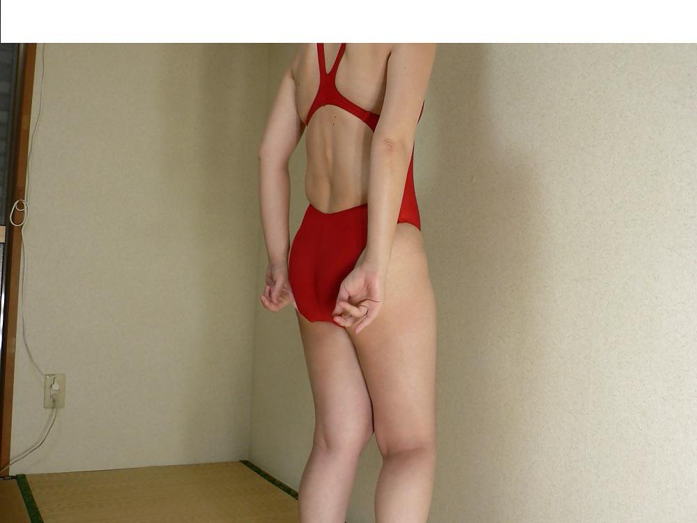 16P Asian mature in one-piece swimsuit (non porn)