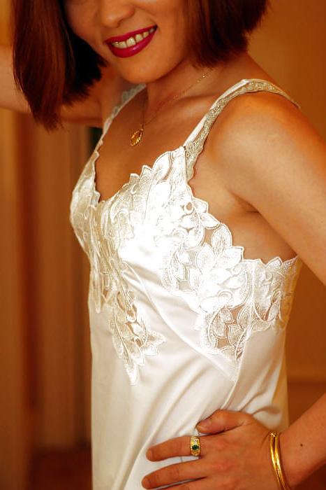 25P Mature asian satin slip cutie