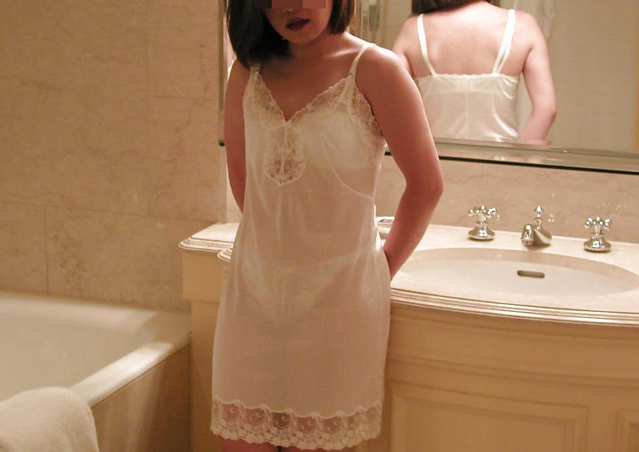 25P Mature asian satin slip cutie