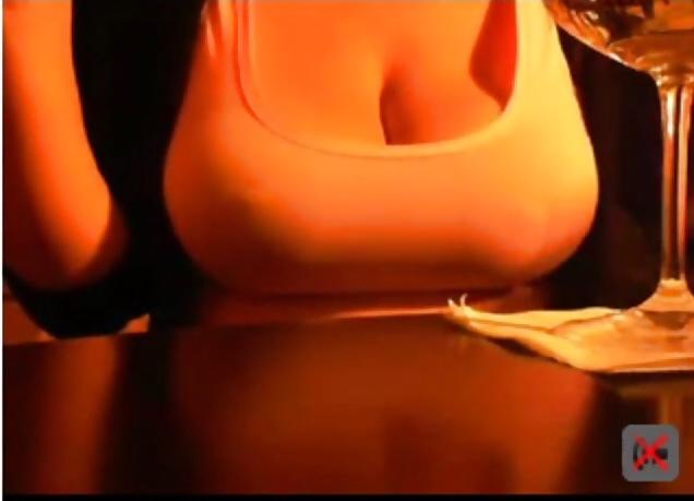 13P Big boobed chick flashes in a public pub