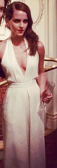 17P Emma Watson - braless cleavage at Fashion Awards, Dec 2014