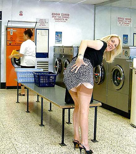 17P Mature leggy lady does laundry